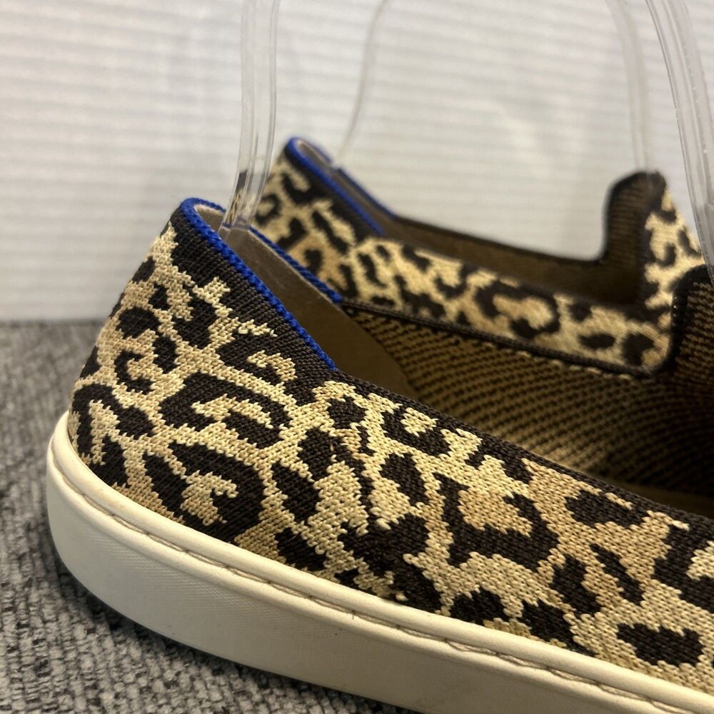 Rothys Shoes Women's 8.5 Slip On The Sneaker Animal Print Knit Cheetah Camo Cat - Picture 3 of 13